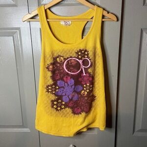 ocean pacific tank top surf tank cami yellow floral preppy skater size xl